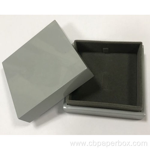 High Quality Glossy Gray Wooden Gift Ring Box